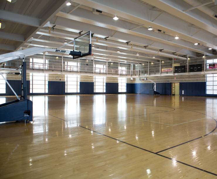 A view of an empty gymnasium.