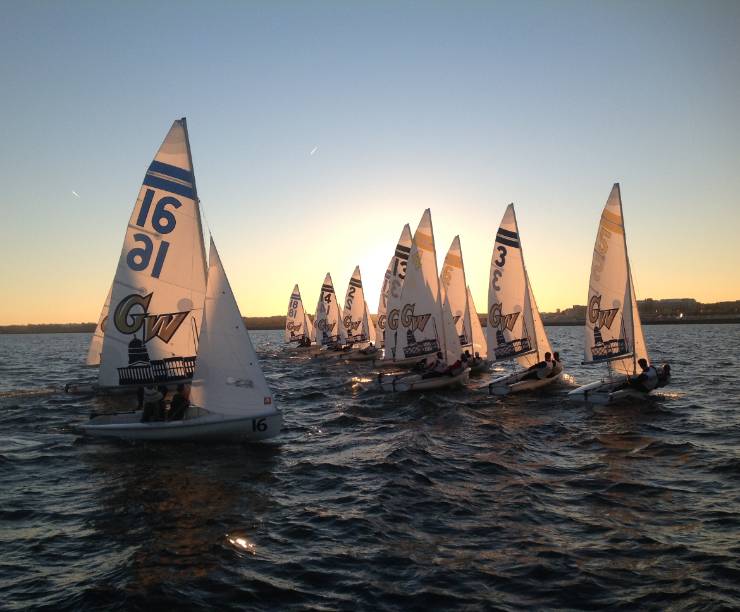 GW sailboats race across the Potomac.