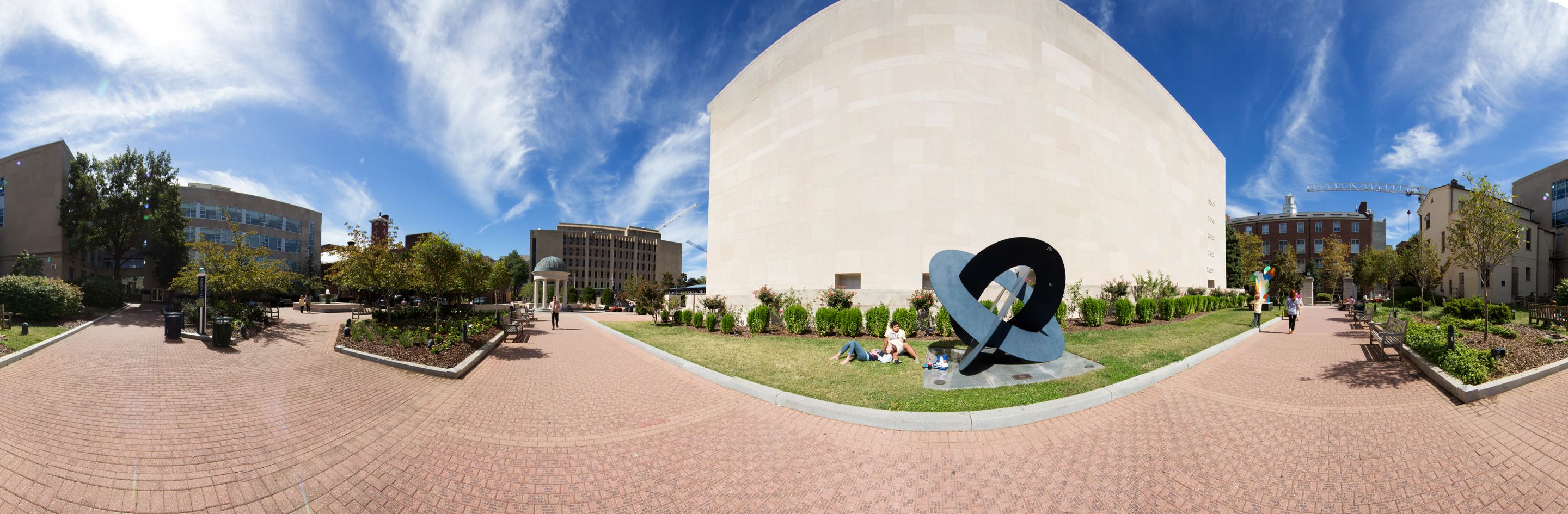A panoramic view of the Mid-Campus Quad area.