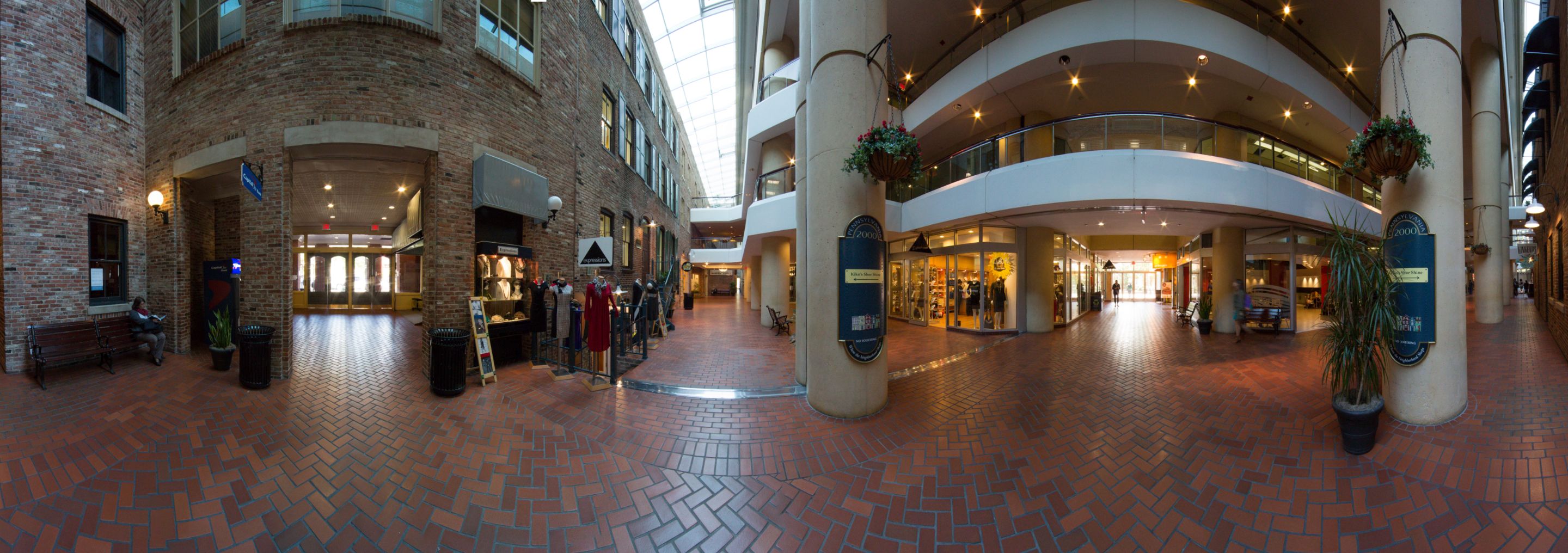 A panoramic view of the interior of 2000 Penn.